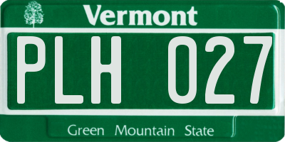 VT license plate PLH027