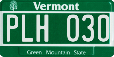 VT license plate PLH030