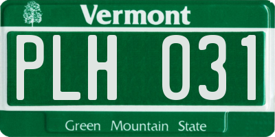 VT license plate PLH031