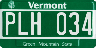 VT license plate PLH034