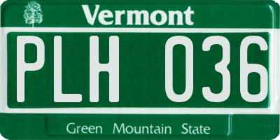 VT license plate PLH036