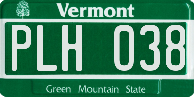 VT license plate PLH038