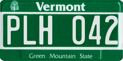 VT license plate PLH042