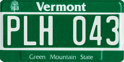 VT license plate PLH043