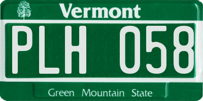 VT license plate PLH058