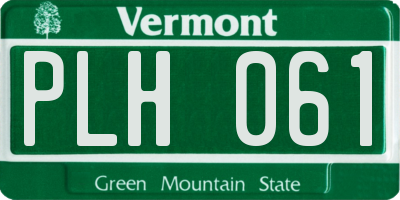 VT license plate PLH061