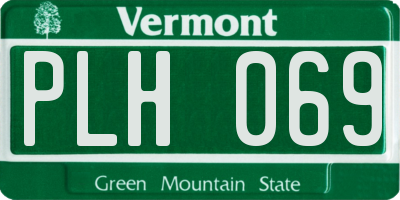 VT license plate PLH069
