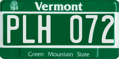 VT license plate PLH072