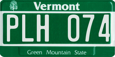 VT license plate PLH074