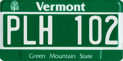 VT license plate PLH102