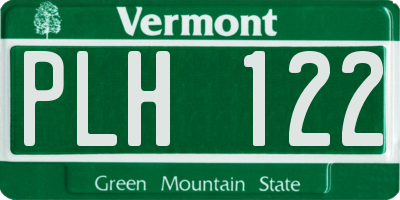 VT license plate PLH122