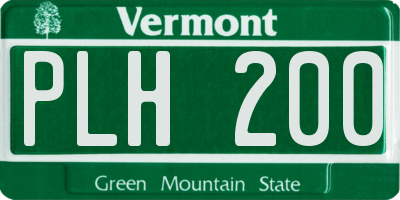 VT license plate PLH200