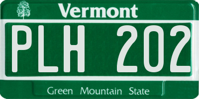 VT license plate PLH202