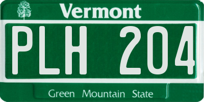 VT license plate PLH204