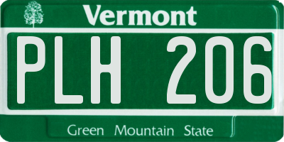 VT license plate PLH206