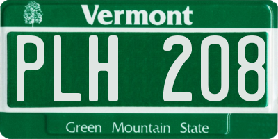 VT license plate PLH208