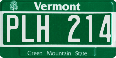 VT license plate PLH214
