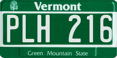 VT license plate PLH216