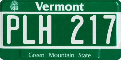 VT license plate PLH217