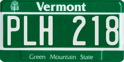 VT license plate PLH218