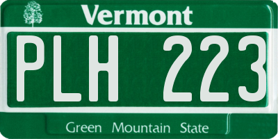 VT license plate PLH223