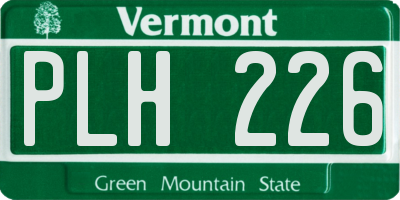 VT license plate PLH226