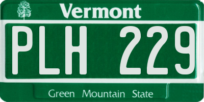 VT license plate PLH229