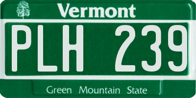 VT license plate PLH239