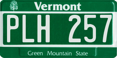 VT license plate PLH257