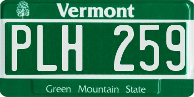 VT license plate PLH259