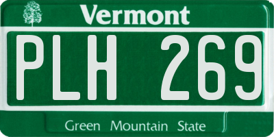 VT license plate PLH269
