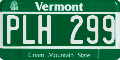 VT license plate PLH299