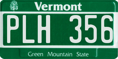 VT license plate PLH356