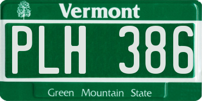 VT license plate PLH386