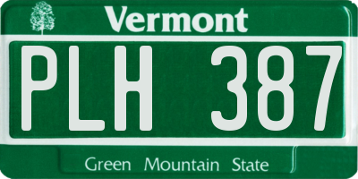 VT license plate PLH387