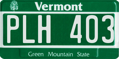 VT license plate PLH403