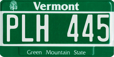 VT license plate PLH445