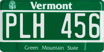 VT license plate PLH456