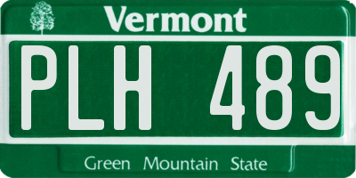 VT license plate PLH489
