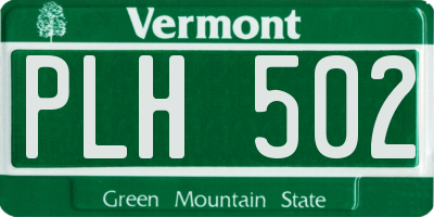 VT license plate PLH502