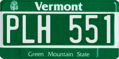 VT license plate PLH551