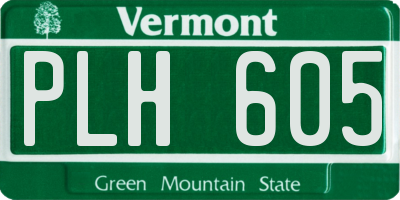 VT license plate PLH605