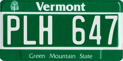 VT license plate PLH647