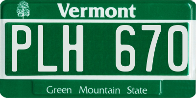 VT license plate PLH670