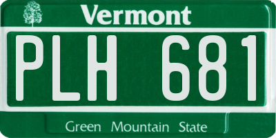 VT license plate PLH681
