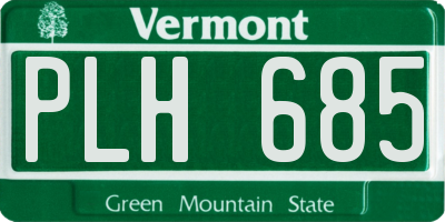 VT license plate PLH685
