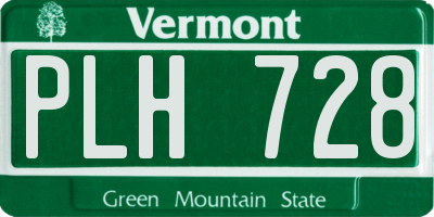 VT license plate PLH728