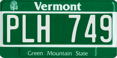 VT license plate PLH749