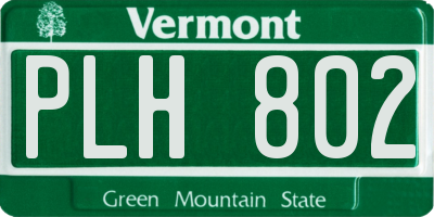VT license plate PLH802