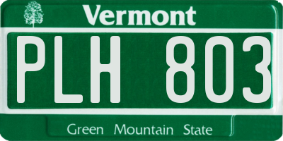 VT license plate PLH803